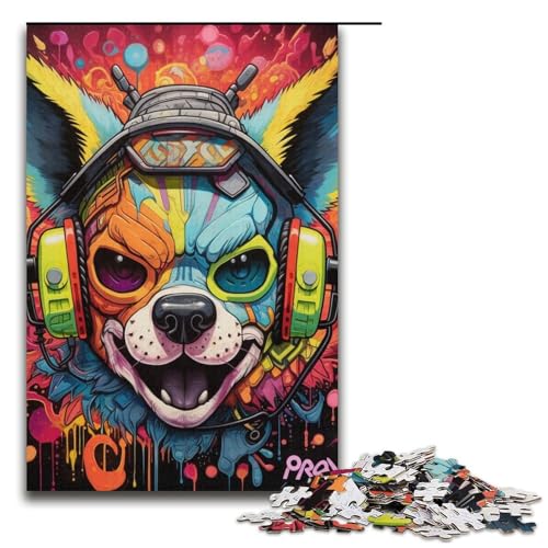 Puzzle 1000 Teile für Erwachsene, Kopfhörer, Hund, Lernspiel, Herausforderung, Spielzeug, Geschenk für Geburtstage, Größe 38 x 26 cm Puzzle 1000 Teile für Erwachsene, Kopfhörer, Hund, Lernspiel, Herausforderung, Spielzeug, Geschenk für Geburtstage, Größe 38 x 26 cm von LLONGKT