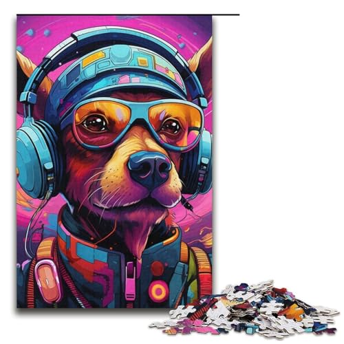 Puzzle 1000 Teile für Erwachsene, Kopfhörer, Hundespiel, Spielzeug, ganze Familie, Größe 38 x 26 cm von LLONGKT