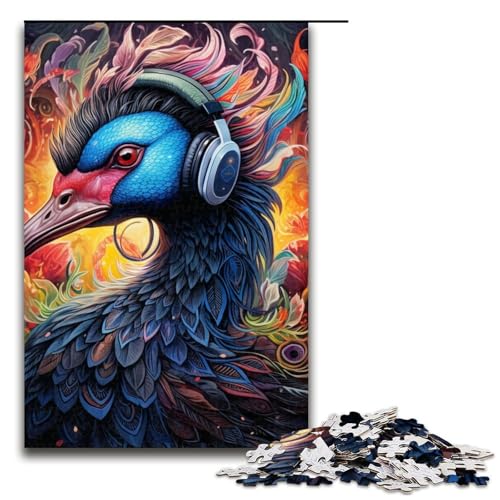 Puzzle 1000 Teile für Erwachsene, Kopfhörer, Schwarzer Schwan, ganze Familie, für Teenager ab 14 Jahren, Größe 50 x 75 cm von LLONGKT