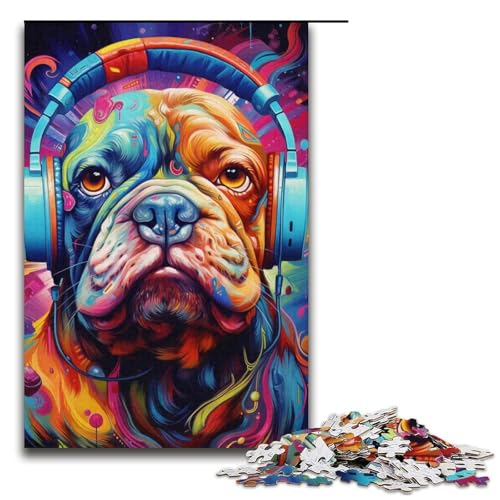 Puzzle 1000 Teile für Erwachsene, Kopfhörer-Bulldoggen-Puzzle, Mitmachspiel, Geburtstagsgeschenk, Geschenke, Wandkunst, Größe 38 x 26 cm Puzzle 1000 Teile für Erwachsene, Kopfhörer-Bulldoggen-Puzzle, Mitmachspiel, Geburtstagsgeschenk, Geschenke, Wandkunst, Größe 38 x 26 cm von LLONGKT