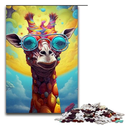 Puzzle 1000 Teile für Erwachsene, Kopfhörer-Giraffe, Puzzle für Erwachsene und Familiendekoration, Größe 50 x 75 cm von LLONGKT