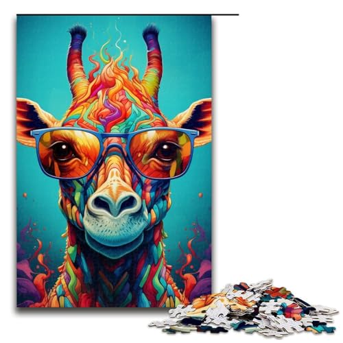 Puzzle 1000 Teile für Erwachsene, Kopfhörer-Giraffe, als Geschenk für die ganze Familie, Größe 50 x 75 cm von LLONGKT