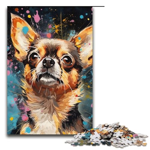 Puzzle 1000 Teile für Erwachsene, Künstlerisches Chihuahua-Puzzle, Lernspiele, Lernspiel für Geburtstag, Weihnachten, Größe 38 x 26 cm von LLONGKT