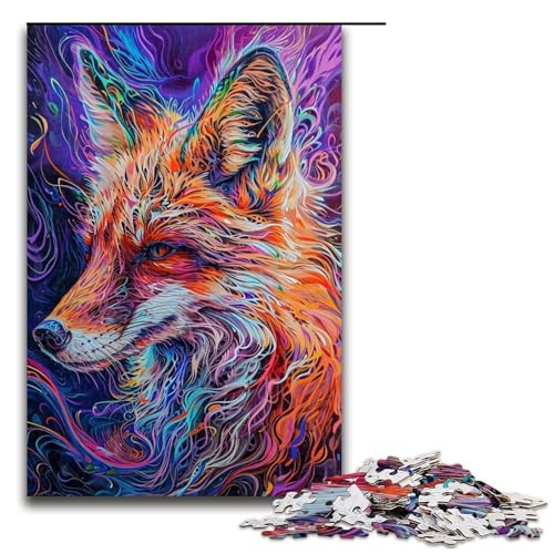 Puzzle 1000 Teile für Erwachsene, Kunst, bunter Fuchs, Puzzle, Lernspiele, Geschenkideen für Teenager ab 14 Jahren (Größe 50 x 75 cm) von LLONGKT
