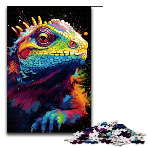 Puzzle 1000 Teile für Erwachsene, Malen, Farbchamäleon, Kunstpuzzle für Erwachsene, Holzpuzzle für Sommerliebhaber (Größe 50 x 75 cm) von LLONGKT