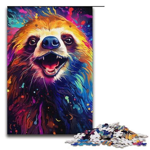Puzzle 1000 Teile für Erwachsene, Malen, buntes Faultier-Kunst-Puzzle als Geschenk, Lernspiel zum Geburtstag, Weihnachten, Größe 38 x 26 cm Puzzle 1000 Teile für Erwachsene, Malen, buntes Faultier-Kunst-Puzzle als Geschenk, Lernspiel zum Geburtstag, Weihnachten, Größe 38 x 26 cm von LLONGKT