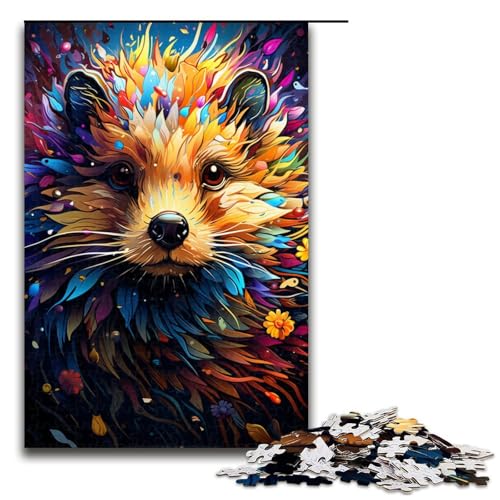 Puzzle 1000 Teile für Erwachsene, Malen, buntes Igel-Puzzle für Erwachsene, Holzpuzzle, gutes Geschenk (Größe 50 x 75 cm) von LLONGKT