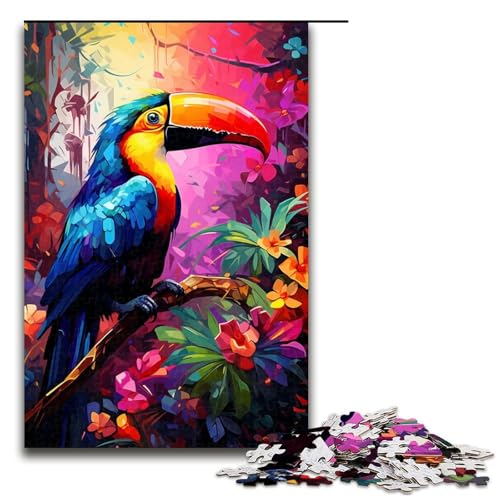 Puzzle 1000 Teile für Erwachsene, Malen, buntes Tukan-Puzzle, Holzpuzzle für Erwachsene, Familienspaß (Größe 50 x 75 cm) von LLONGKT