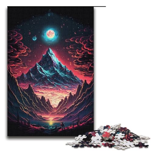 Puzzle 1000 Teile für Erwachsene, Mystischer Berggipfel, anspruchsvolles Puzzlespiel und Familienspiel, Größe 38 x 26 cm von LLONGKT