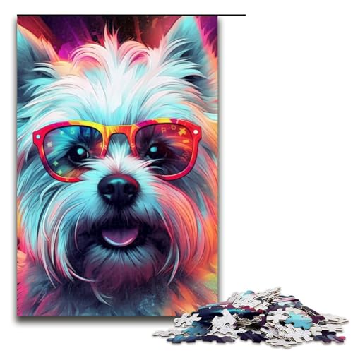 Puzzle 1000 Teile für Erwachsene, Neonbrille, Hundespiel, Spielzeug, ganze Familie, Größe 50 x 75 cm von LLONGKT