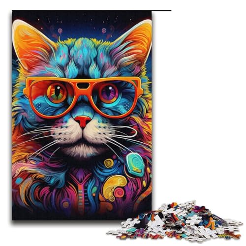 Puzzle 1000 Teile für Erwachsene, Neonbrille, Katzen-Puzzle, Lernspiele, Lernspiel für Geburtstag, Weihnachten, Größe 38 x 26 cm Puzzle 1000 Teile für Erwachsene, Neonbrille, Katzen-Puzzle, Lernspiele, Lernspiel für Geburtstag, Weihnachten, Größe 38 x 26 cm von LLONGKT