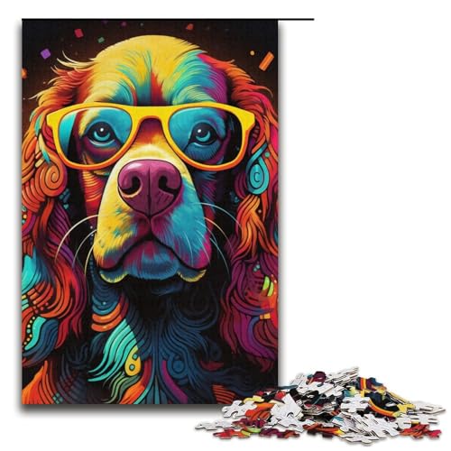 Puzzle 1000 Teile für Erwachsene, Neonbrille, englischer Cocker, Puzzle, Lernspiele, Lernspiel für Geburtstag, Weihnachten, Größe 38 x 26 cm Puzzle 1000 Teile für Erwachsene, Neonbrille, englischer Cocker, Puzzle, Lernspiele, Lernspiel für Geburtstag, Weihnachten, Größe 38 x 26 cm von LLONGKT