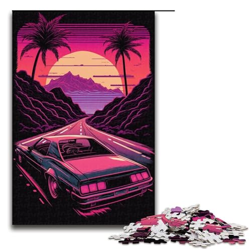 Puzzle 1000 Teile für Erwachsene, Neonlandschaft, Weihnachtswunschliste mit Weihnachtsmann (Größe 50 x 75 cm) von LLONGKT