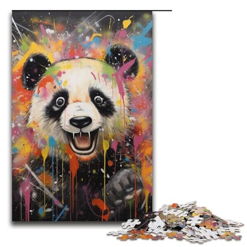 Puzzle 1000 Teile für Erwachsene, Panda-Art-Graffiti, anspruchsvolles, schwieriges Puzzle, perfekte Dekoration für Teenager ab 14 Jahren, Größe 38 x 26 cm von LLONGKT