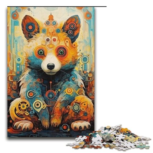 Puzzle 1000 Teile für Erwachsene, Psychedelic Bear Puzzle, Lernspiele, Lernspiel für Geburtstag, Weihnachten, Größe 38 x 26 cm von LLONGKT