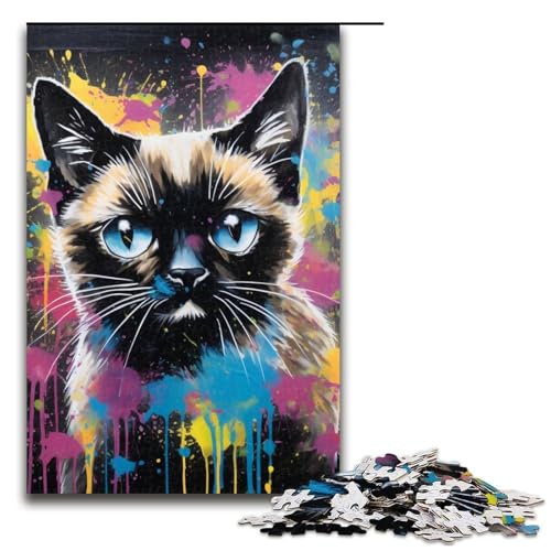 Puzzle 1000 Teile für Erwachsene, Psychedelische Katzenkunst, Graffiti-Puzzle, Lernspiele, Lernspiel für Geburtstag, Weihnachten, Größe 50 x 75 cm Puzzle 1000 Teile für Erwachsene, Psychedelische Katzenkunst, Graffiti-Puzzle, Lernspiele, Lernspiel für Geburtstag, Weihnachten, Größe 50 x 75 cm von LLONGKT
