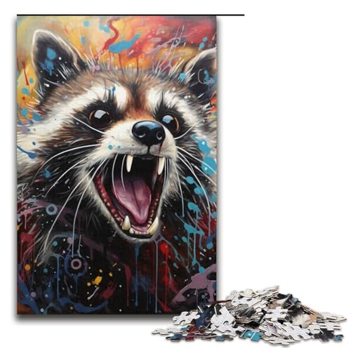 Puzzle 1000 Teile für Erwachsene, Psychedelisches Tier-Waschbär-Puzzle, Lernspiele, Lernspiel für Geburtstag, Weihnachten, Größe 38 x 26 cm Puzzle 1000 Teile für Erwachsene, Psychedelisches Tier-Waschbär-Puzzle, Lernspiele, Lernspiel für Geburtstag, Weihnachten, Größe 38 x 26 cm von LLONGKT