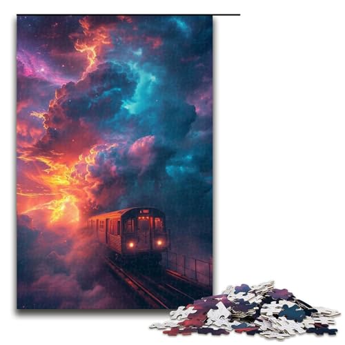 Puzzle 1000 Teile für Erwachsene, Regenbogenzug-Puzzle, anspruchsvoll zu vervollständigen, Aber lustig und humorvoll, Größe 50 x 75 cm von LLONGKT