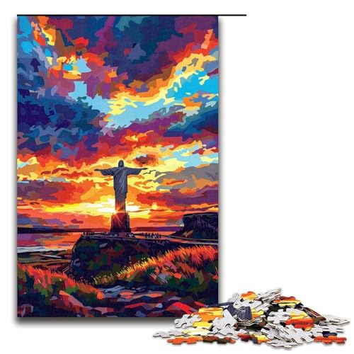 Puzzle 1000 Teile für Erwachsene, Skulptur bei Sonnenuntergang, Lernspiele, Geschenkideen für Teenager ab 14 Jahren (Größe 50 x 75 cm) von LLONGKT
