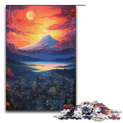 Puzzle 1000 Teile für Erwachsene, Sonnenuntergang am Berg Fuji, Puzzles zum Stressabbau, Spielzeug, Weihnachtswunschliste mit Weihnachtsmann, Größe 38 x 26 cm von LLONGKT