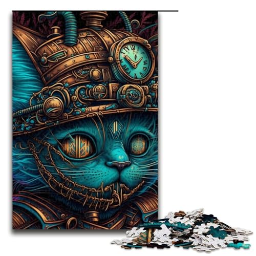 Puzzle 1000 Teile für Erwachsene, Steampunk-Katzenspiel, Spielzeug, ganze Familie, Größe 50 x 75 cm von LLONGKT