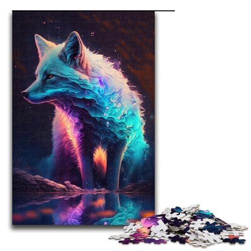 Puzzle 1000 Teile für Erwachsene, Tier-Fuchs-Mal-Puzzle, Holzpuzzle für Erwachsene, Familienspaß (Größe 50 x 75 cm) von LLONGKT