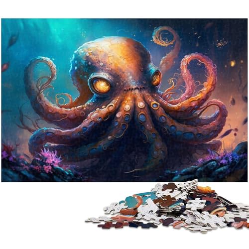 Puzzle 1000 Teile für Erwachsene, Tier-Oktopus-Puzzle für Erwachsene, Papppuzzle für Sommerliebhaber, Größe 38 x 26 cm von LLONGKT