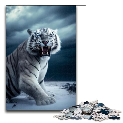 Puzzle 1000 Teile für Erwachsene, Tiger-Puzzles für Holzpuzzles, pädagogisches Spielzeug zum Stressabbau, Größe 50 x 75 cm von LLONGKT