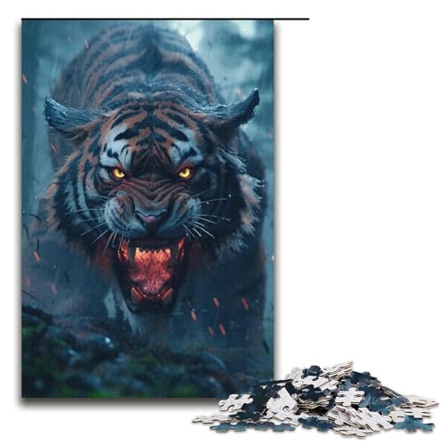 Puzzle 1000 Teile für Erwachsene, Tiger-Spielzeug, ganze Familie, Größe 38 x 26 cm von LLONGKT