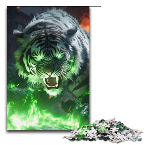 Puzzle 1000 Teile für Erwachsene, Tiger-Spielzeug, ganze Familie, Größe 38 x 26 cm von LLONGKT