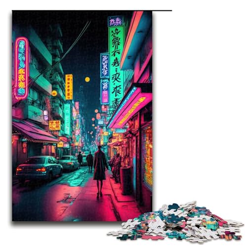 Puzzle 1000 Teile für Erwachsene, Tokyo Neon-Puzzle, Lernspiele, tolle Geschenke und Spielzeuge für Teenager ab 14 Jahren, Größe 50 x 75 cm von LLONGKT