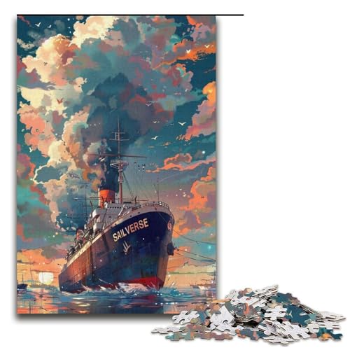 Puzzle 1000 Teile für Erwachsene, Traumschiff-Puzzle, Stressabbau-Spielzeug, Weihnachtswunschliste mit Weihnachtsmann, Größe 38 x 26 cm von LLONGKT
