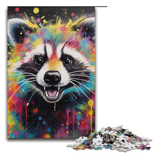 Puzzle 1000 Teile für Erwachsene, Waschbär-Graffiti-Malspiel, Spielzeug ganze Familie, Größe 38 x 26 cm von LLONGKT