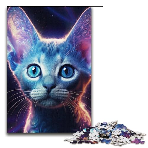 Puzzle 1000 Teile für Erwachsene, Weltraumkatze, Puzzles für Papppuzzles, pädagogisches Spielzeug zum Stressabbau, Größe 38 x 26 cm von LLONGKT