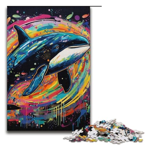 Puzzle 1000 Teile für Erwachsene, buntes Blauwal-Puzzle, Lernspiele, Lernspiel für Geburtstag, Weihnachten, Größe 38 x 26 cm von LLONGKT