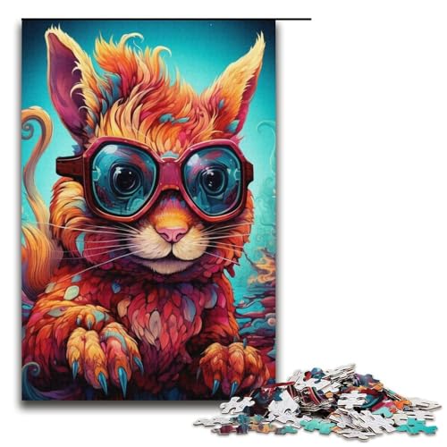 Puzzle 1000 Teile für Erwachsene, buntes Eichhörnchen, anspruchsvolles, schwieriges Puzzle, perfekte Dekoration für Teenager ab 14 Jahren, Größe 38 x 26 cm von LLONGKT