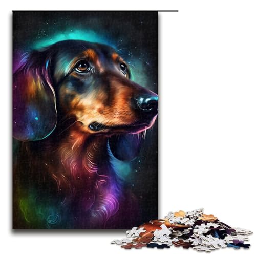 Puzzle 1000 Teile für Erwachsene, buntes Graffiti-Dackel-Puzzle für Erwachsene, Holzpuzzle, Denksportaufgabe (Größe 50 x 75 cm) von LLONGKT
