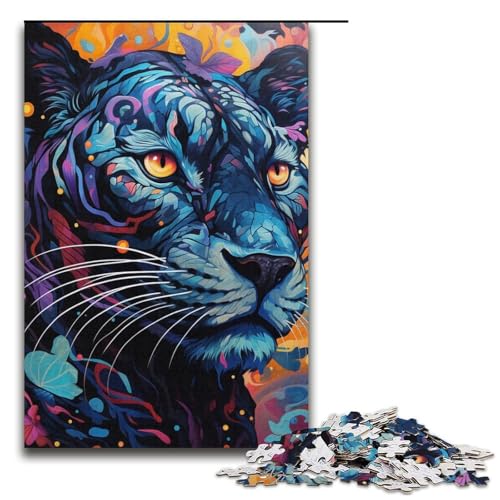 Puzzle 1000 Teile für Erwachsene, buntes Leoparden-Puzzle, Lernspiele, Lernspiel für Geburtstag, Weihnachten, Größe 38 x 26 cm von LLONGKT