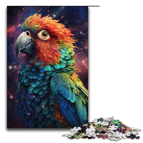 Puzzle 1000 Teile für Erwachsene, buntes Papageien-Puzzle, Weihnachtswunschliste mit Weihnachtsmann (Größe 38 x 26 cm) von LLONGKT