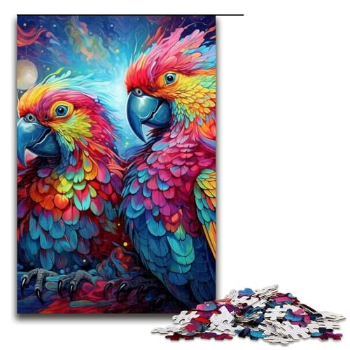 Puzzle 1000 Teile für Erwachsene, buntes Papageien-Puzzle für Erwachsene, Holzpuzzle, Lernspiel, Größe 50 x 75 cm Puzzle 1000 Teile für Erwachsene, buntes Papageien-Puzzle für Erwachsene, Holzpuzzle, Lernspiel, Größe 50 x 75 cm von LLONGKT
