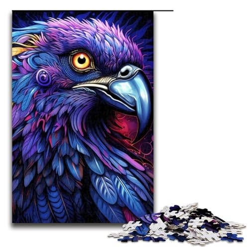 Puzzle 1000 Teile für Erwachsene, buntes Papageien-Spielspielzeug, ganze Familie, Größe 50 x 75 cm von LLONGKT