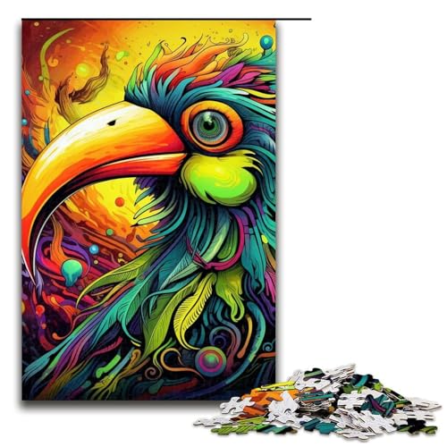 Puzzle 1000 Teile für Erwachsene, buntes Specht-Puzzle, Holzpuzzle für Erwachsene, lustiges Familienspiel, Größe 50 x 75 cm von LLONGKT
