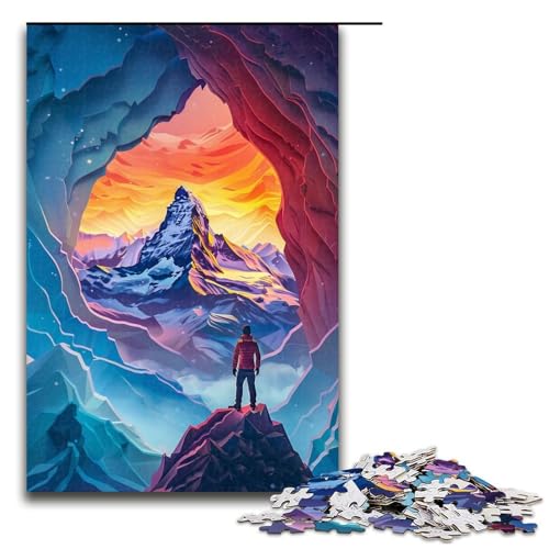 Puzzle 1000 Teile für Erwachsene, farbenfrohe, schöne Berge, Lernspielzeug, geeignet als Schreibtischdekoration (Größe 50 x 75 cm) von LLONGKT