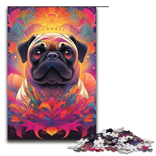 Puzzle 1000 Teile für Erwachsene, farbiges Häschen-Puzzle für Erwachsene, Holzpuzzle, Denksportaufgabe (Größe 50 x 75 cm) von LLONGKT