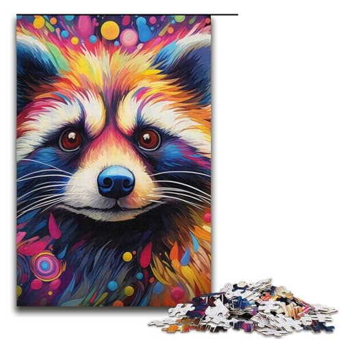 Puzzle 1000 Teile für Erwachsene, farbiges Waschbär-Puzzle, Lernspiele, Lernspiel für Geburtstag, Weihnachten, Größe 38 x 26 cm von LLONGKT