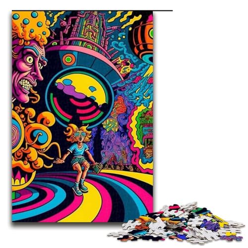 Puzzle 1000 Teile für Erwachsene, psychedelische Puzzles für Holzpuzzles, pädagogisches Spielzeug zum Stressabbau, Größe 50 x 75 cm von LLONGKT