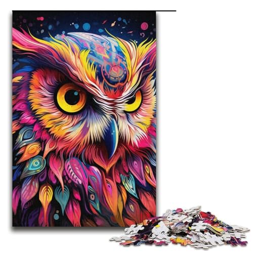 Puzzle 1000 Teile für Erwachsene, rosa Eule, zum Dekomprimieren, intellektuelles Lernspielzeug, Heimkunstdekor, Größe 38 x 26 cm von LLONGKT