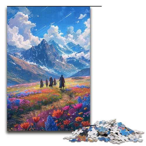 Puzzle 1000 Teile für Erwachsene, schöne Bergblumen, Lernspielzeug, geeignet als Schreibtischdekoration (Größe 38 x 26 cm) von LLONGKT