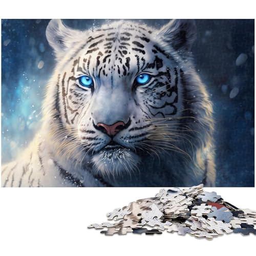 Puzzle 1000 Teile für Erwachsene, weißer Tiger, Lernspiele, Größe 50 x 75 cm von LLONGKT