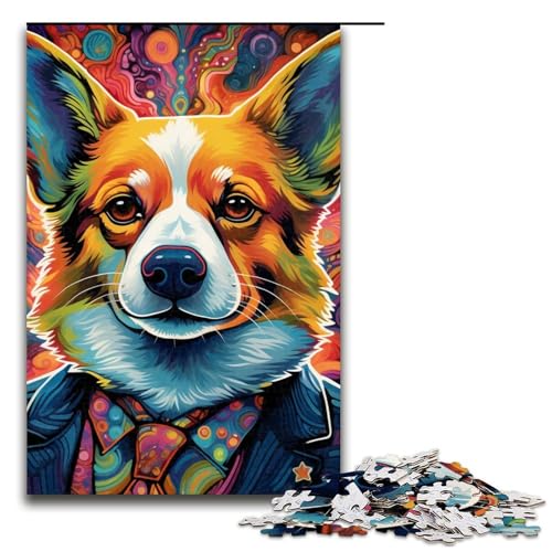 Puzzle 1000 Teile für Erwachsene Anzug Corgi Puzzle Lernspiele Lernspiel für Geburtstag, Weihnachten Größe 50x75cm von LLONGKT